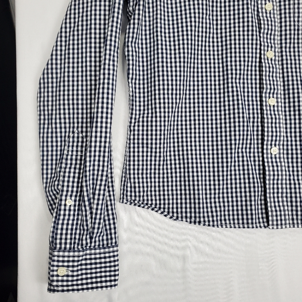 Abercrombie & Fitch Muscle Blue White Gingham Button Up Long Sleeve Shirt Sz XL - Picture 5 of 16